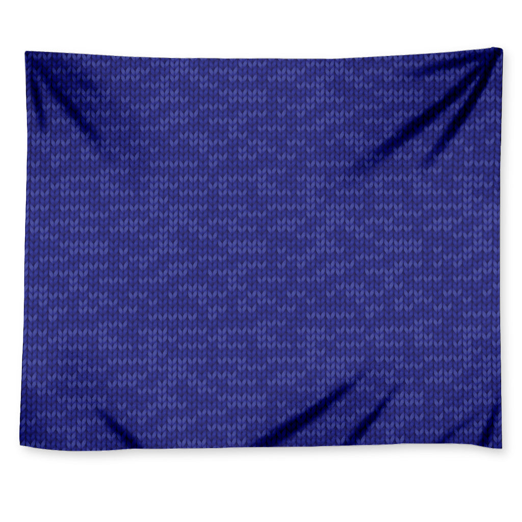Deep Blue Knitted Pattern Print Tapestry