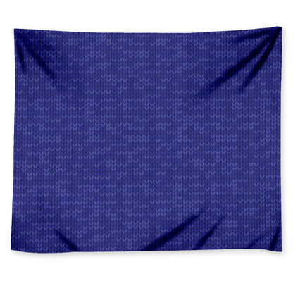 Deep Blue Knitted Pattern Print Tapestry