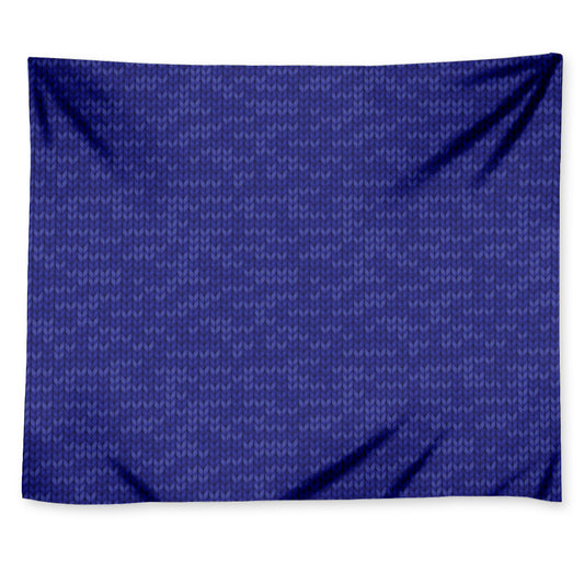Deep Blue Knitted Pattern Print Tapestry
