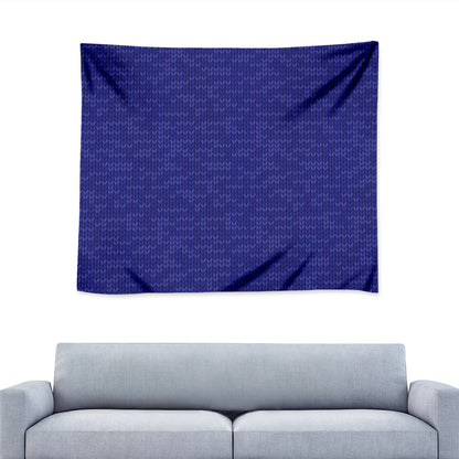 Deep Blue Knitted Pattern Print Tapestry