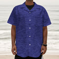 Deep Blue Knitted Pattern Print Textured Short Sleeve Shirt