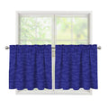 Deep Blue Knitted Pattern Print Tier Curtains