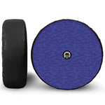 Deep Blue Knitted Pattern Print Tire Cover With Camera Hole