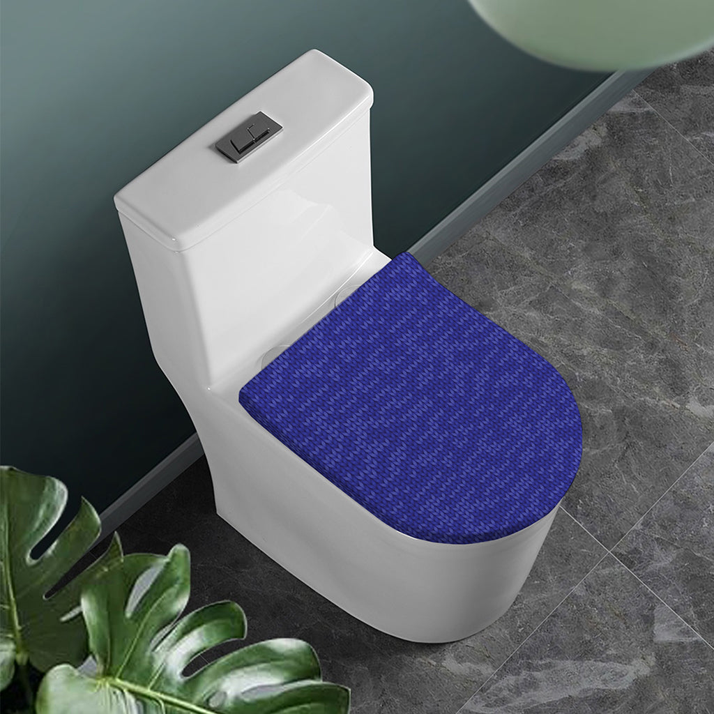 Deep Blue Knitted Pattern Print Toilet Lid Cover