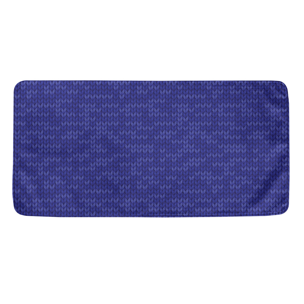 Deep Blue Knitted Pattern Print Towel
