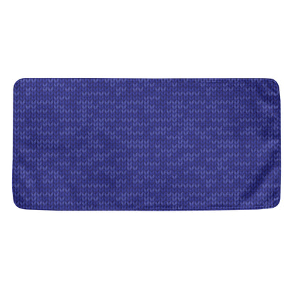 Deep Blue Knitted Pattern Print Towel