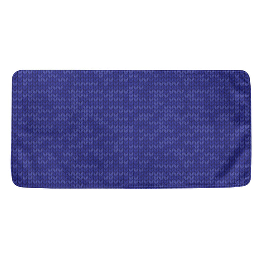 Deep Blue Knitted Pattern Print Towel