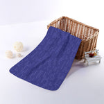 Deep Blue Knitted Pattern Print Towel