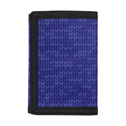 Deep Blue Knitted Pattern Print Trifold Wallet