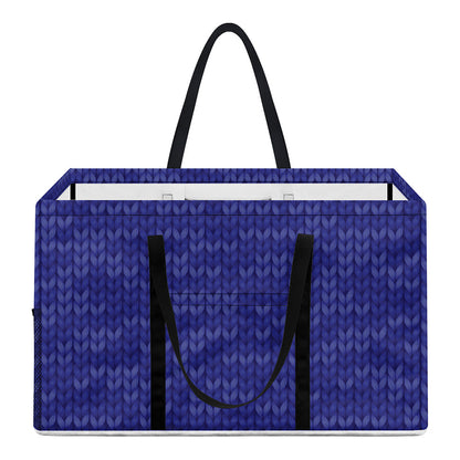 Deep Blue Knitted Pattern Print Utility Tote Bag