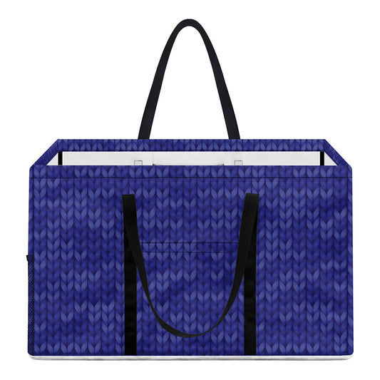 Deep Blue Knitted Pattern Print Utility Tote Bag
