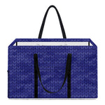 Deep Blue Knitted Pattern Print Utility Tote Bag