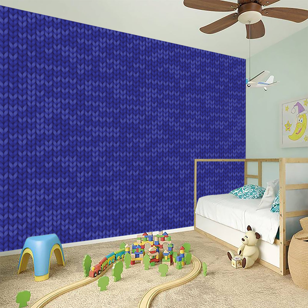 Deep Blue Knitted Pattern Print Wall Sticker