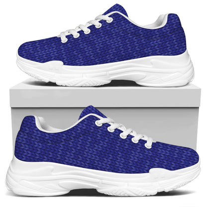 Deep Blue Knitted Pattern Print White Chunky Shoes