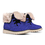 Deep Blue Knitted Pattern Print Winter Boots