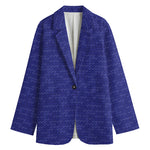Deep Blue Knitted Pattern Print Women's Blazer