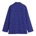 Deep Blue Knitted Pattern Print Women's Blazer
