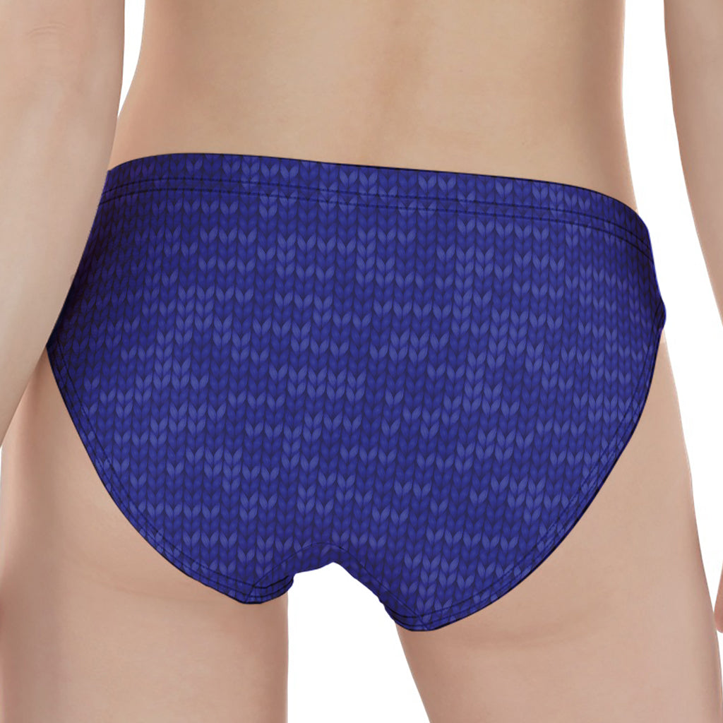 Deep Blue Knitted Pattern Print Women's Panties