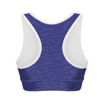 Deep Blue Knitted Pattern Print Women's Sports Bra
