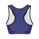 Deep Blue Knitted Pattern Print Women's Sports Bra