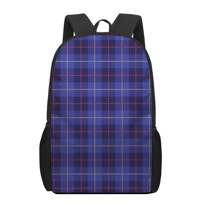 Deep Blue Stewart Tartan Print 17 Inch Backpack