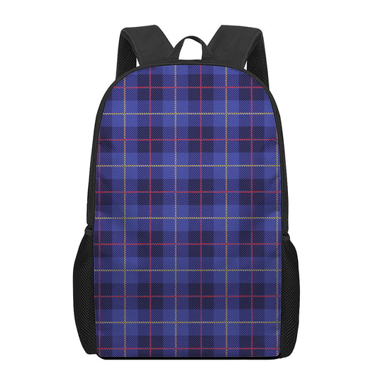 Deep Blue Stewart Tartan Print 17 Inch Backpack