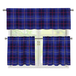 Deep Blue Stewart Tartan Print 3 Piece Kitchen Curtains