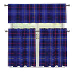 Deep Blue Stewart Tartan Print 3 Piece Kitchen Curtains