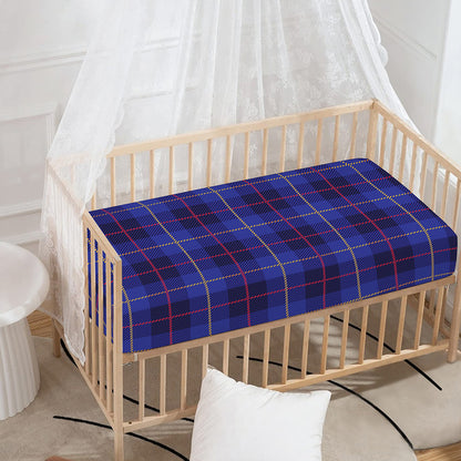 Deep Blue Stewart Tartan Print Baby Crib Sheet
