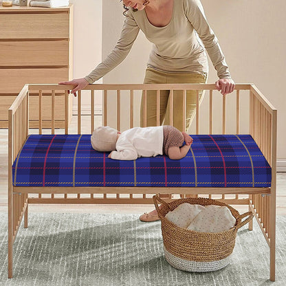 Deep Blue Stewart Tartan Print Baby Crib Sheet