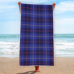 Deep Blue Stewart Tartan Print Beach Towel