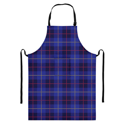 Deep Blue Stewart Tartan Print Bib Apron With Pocket