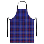 Deep Blue Stewart Tartan Print Bib Apron With Pocket