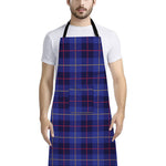 Deep Blue Stewart Tartan Print Bib Apron With Pocket