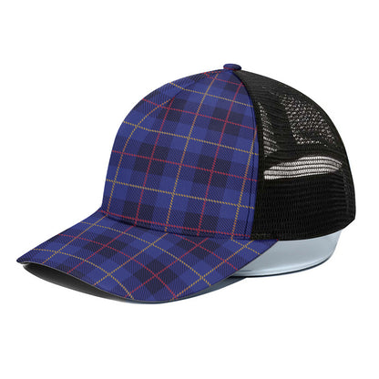Deep Blue Stewart Tartan Print Black Mesh Trucker Cap