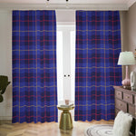 Deep Blue Stewart Tartan Print Blackout Pencil Pleat Curtains