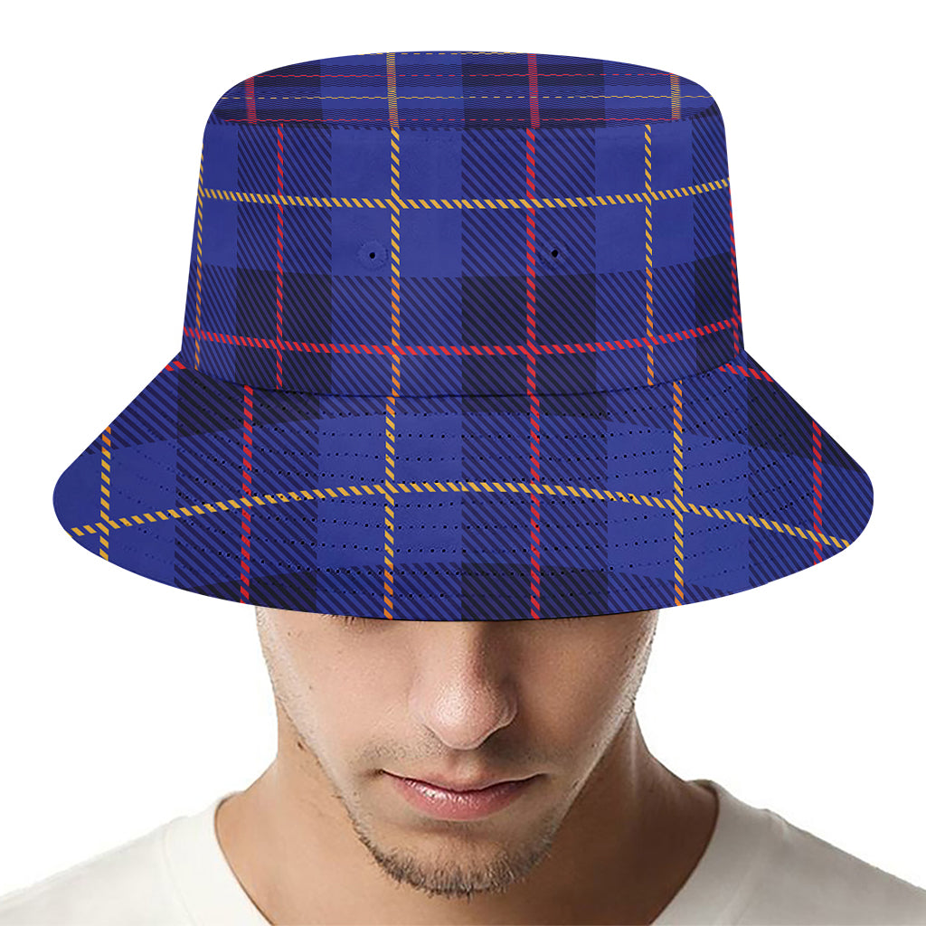 Deep Blue Stewart Tartan Print Bucket Hat