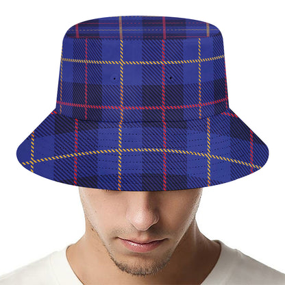 Deep Blue Stewart Tartan Print Bucket Hat