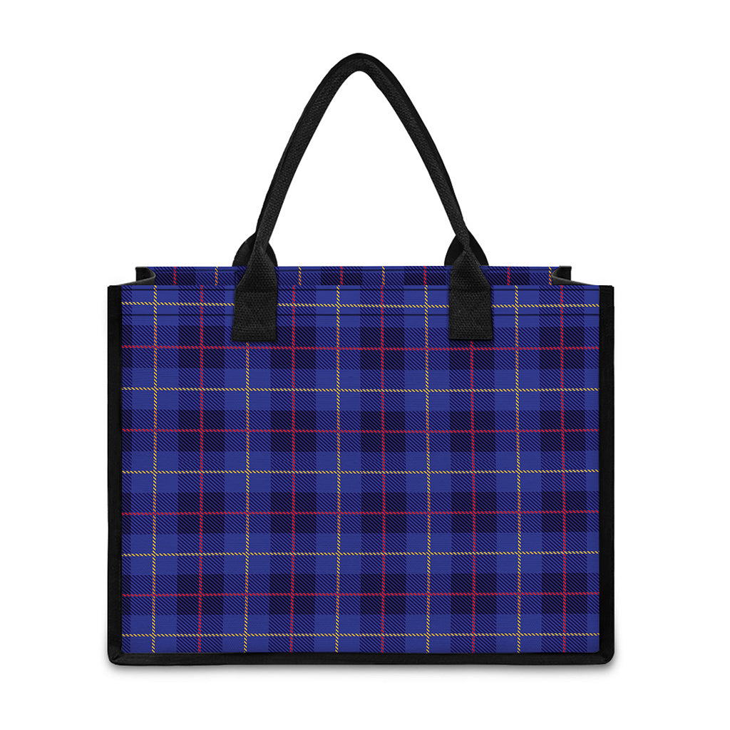 Deep Blue Stewart Tartan Print Canvas Tote Bag