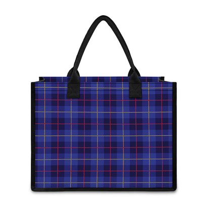 Deep Blue Stewart Tartan Print Canvas Tote Bag