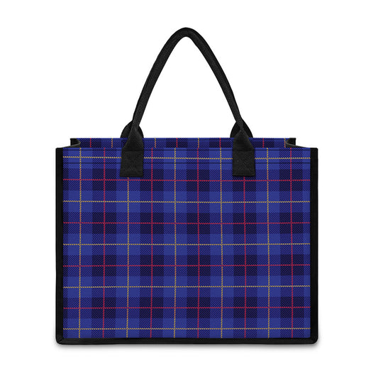 Deep Blue Stewart Tartan Print Canvas Tote Bag