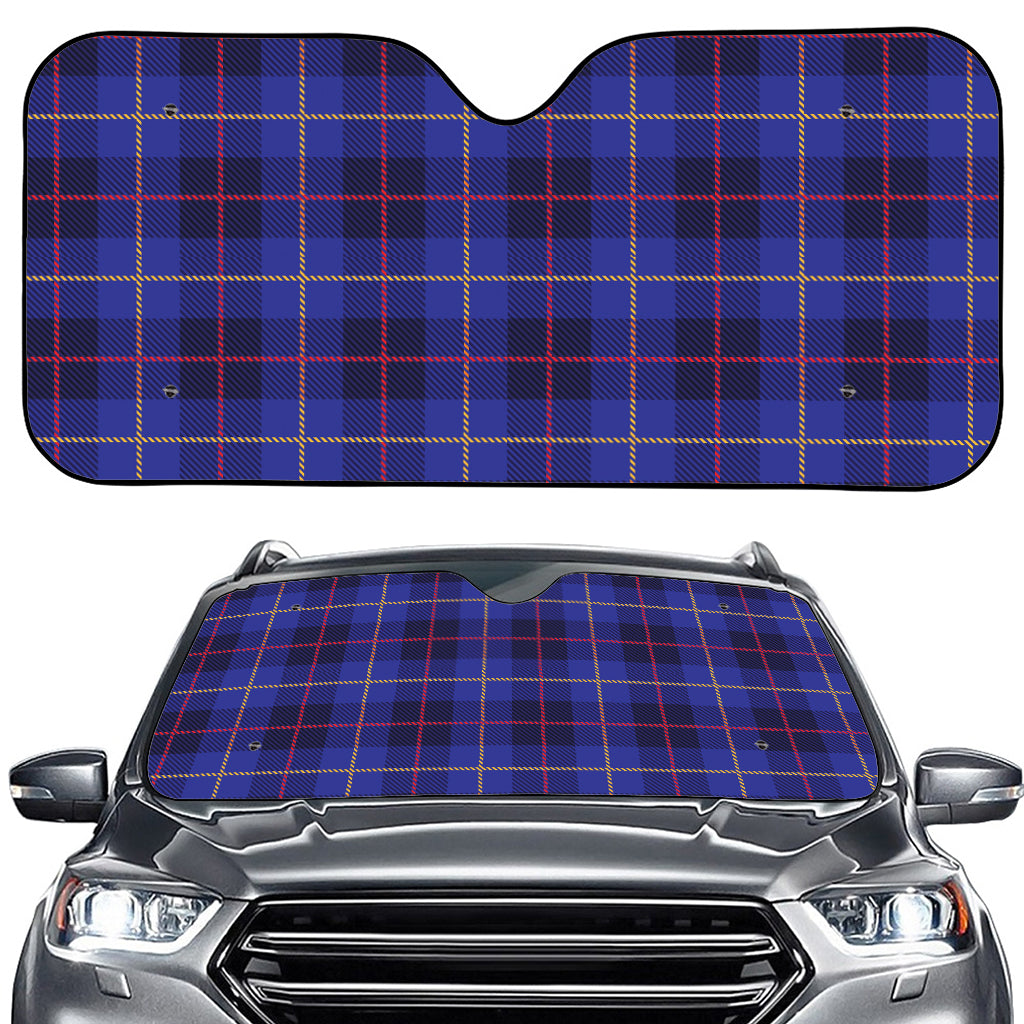 Deep Blue Stewart Tartan Print Car Windshield Sun Shade