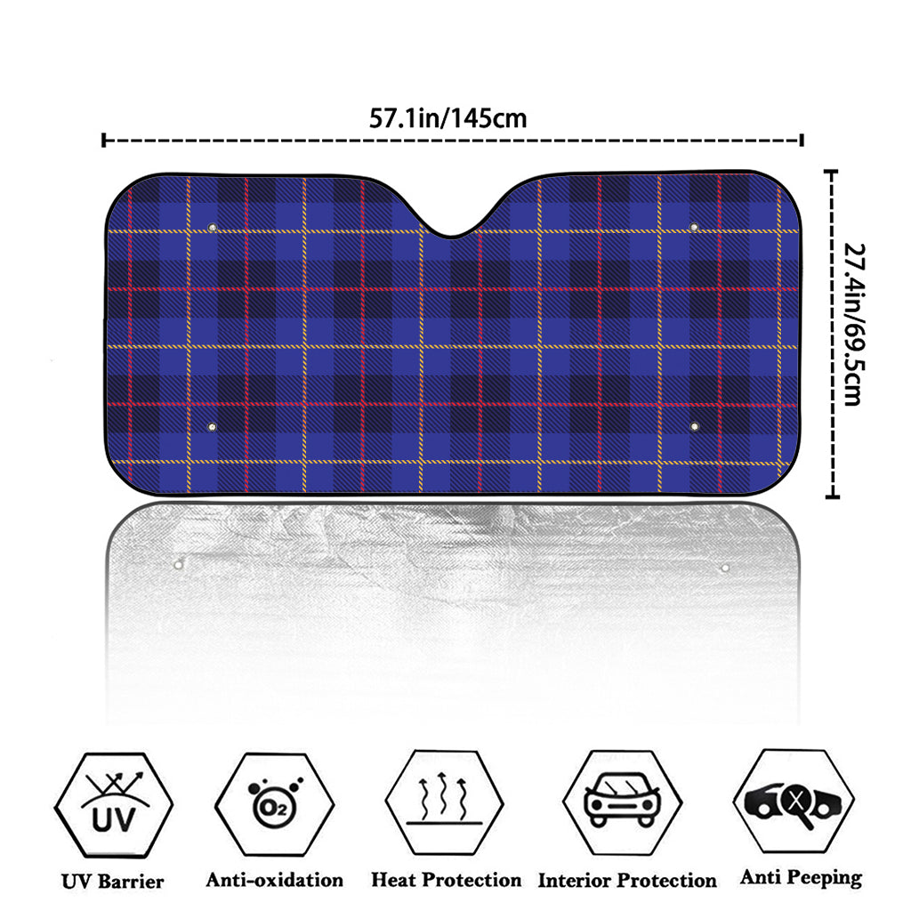 Deep Blue Stewart Tartan Print Car Windshield Sun Shade