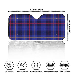 Deep Blue Stewart Tartan Print Car Windshield Sun Shade