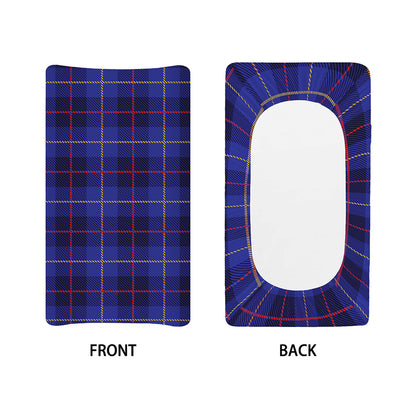Deep Blue Stewart Tartan Print Changing Pad Cover
