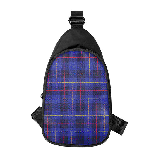 Deep Blue Stewart Tartan Print Chest Bag
