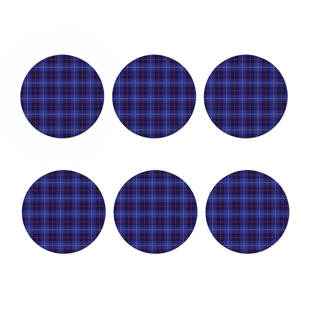 Deep Blue Stewart Tartan Print Coaster Set