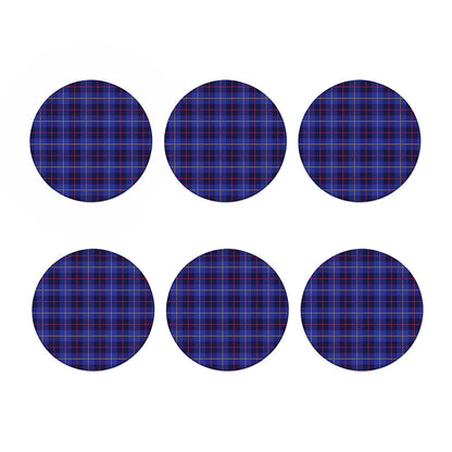 Deep Blue Stewart Tartan Print Coaster Set