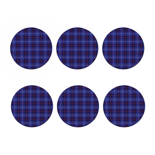 Deep Blue Stewart Tartan Print Coaster Set