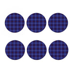 Deep Blue Stewart Tartan Print Coaster Set